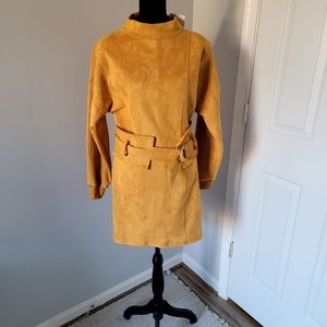 Cardi B collection mustard faux suede mini dress